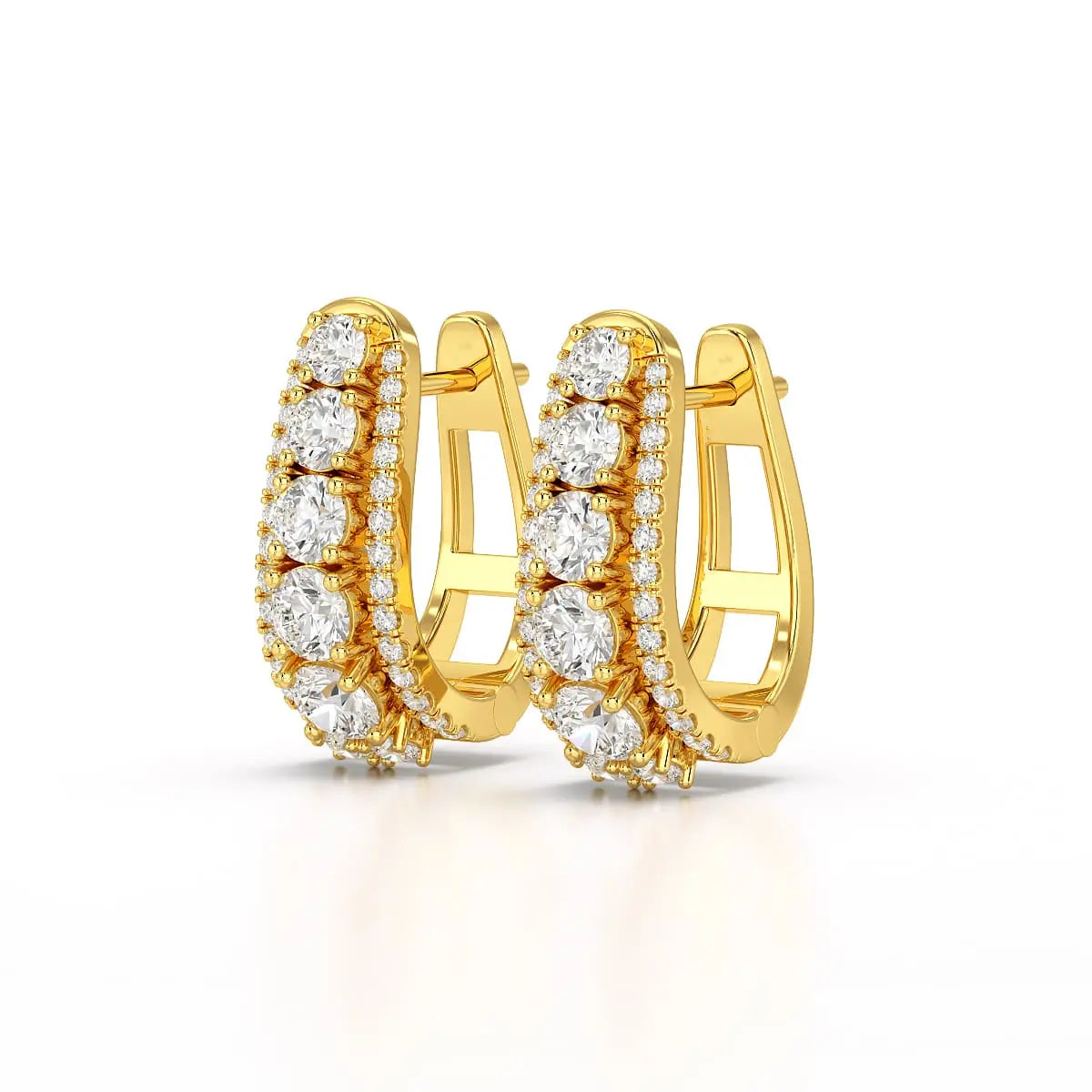 2.71 CT Lab Diamond Round Cut Hoop Earrings Jama Jewels