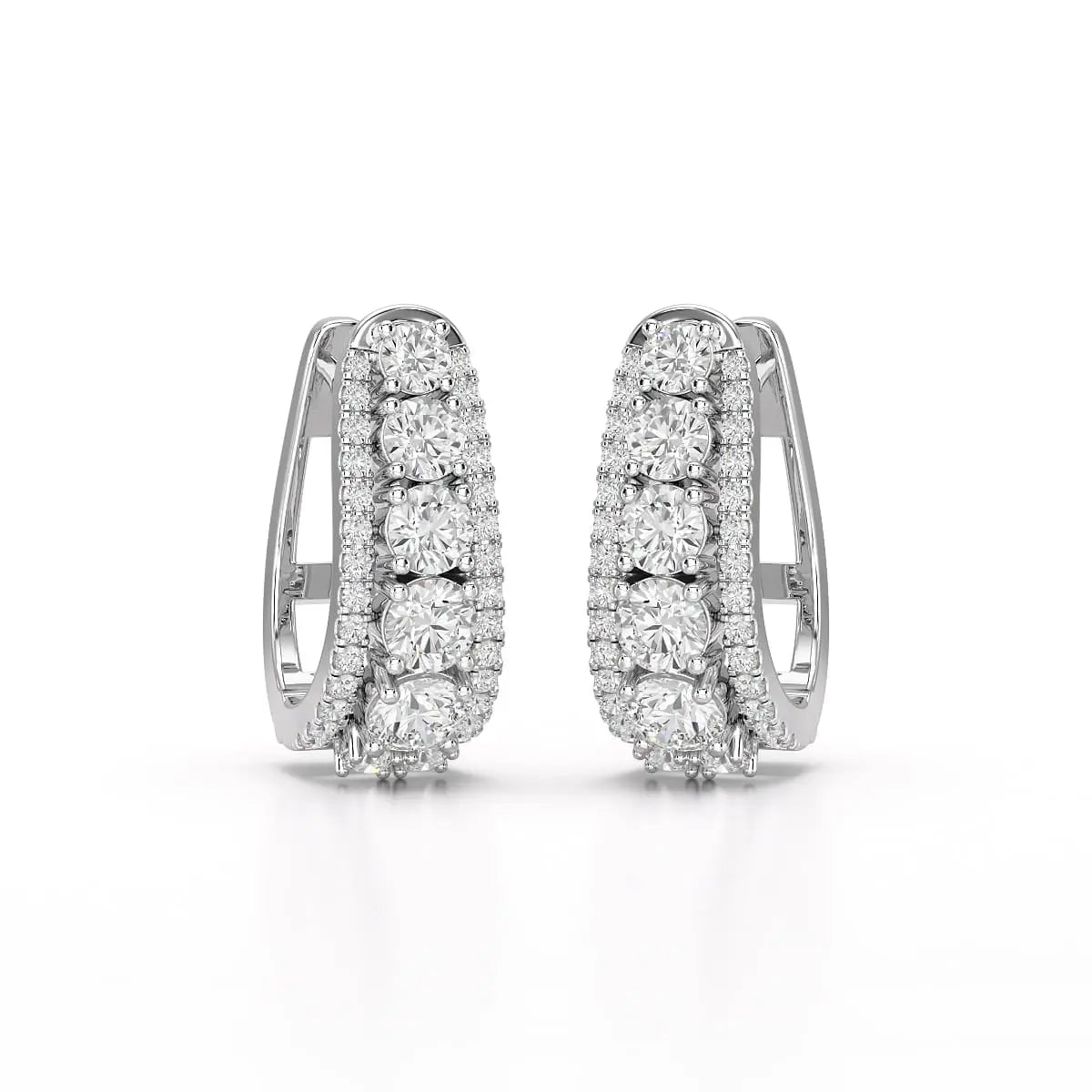 2.71 CT Lab Diamond Round Cut Hoop Earrings Jama Jewels