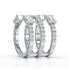 2.83 CT Three Layer Emerald Cut Lab Diamond Ring Jama Jewels