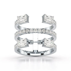 2.83 CT Three Layer Emerald Cut Lab Diamond Ring Jama Jewels