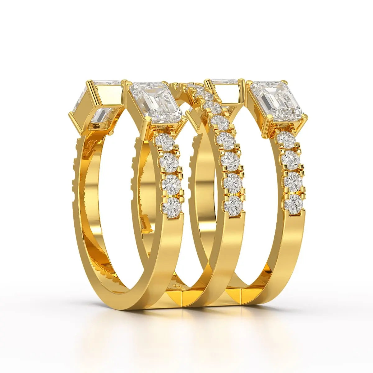 2.83 CT Three Layer Emerald Cut Lab Diamond Ring Jama Jewels