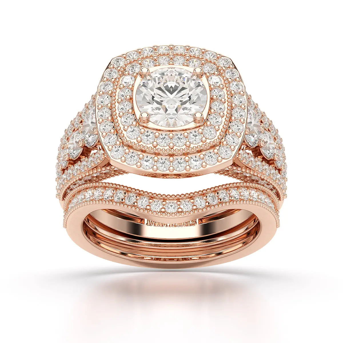 2.9 CT Round Cut Halo Lab Diamond Ring Jama Jewels