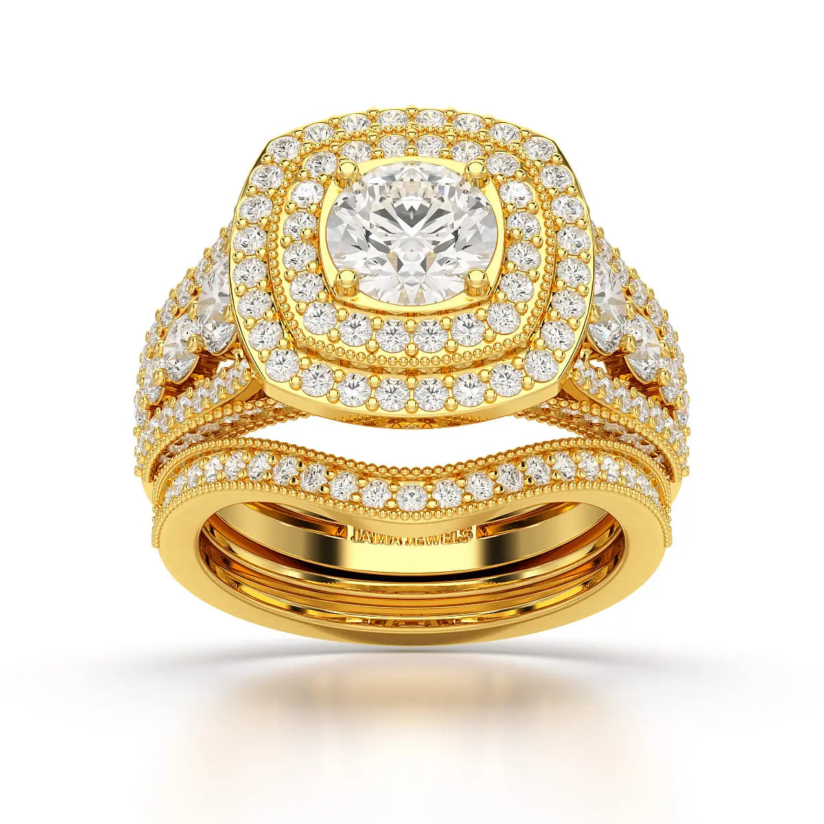 2.9 CT Round Cut Halo Lab Diamond Ring Jama Jewels