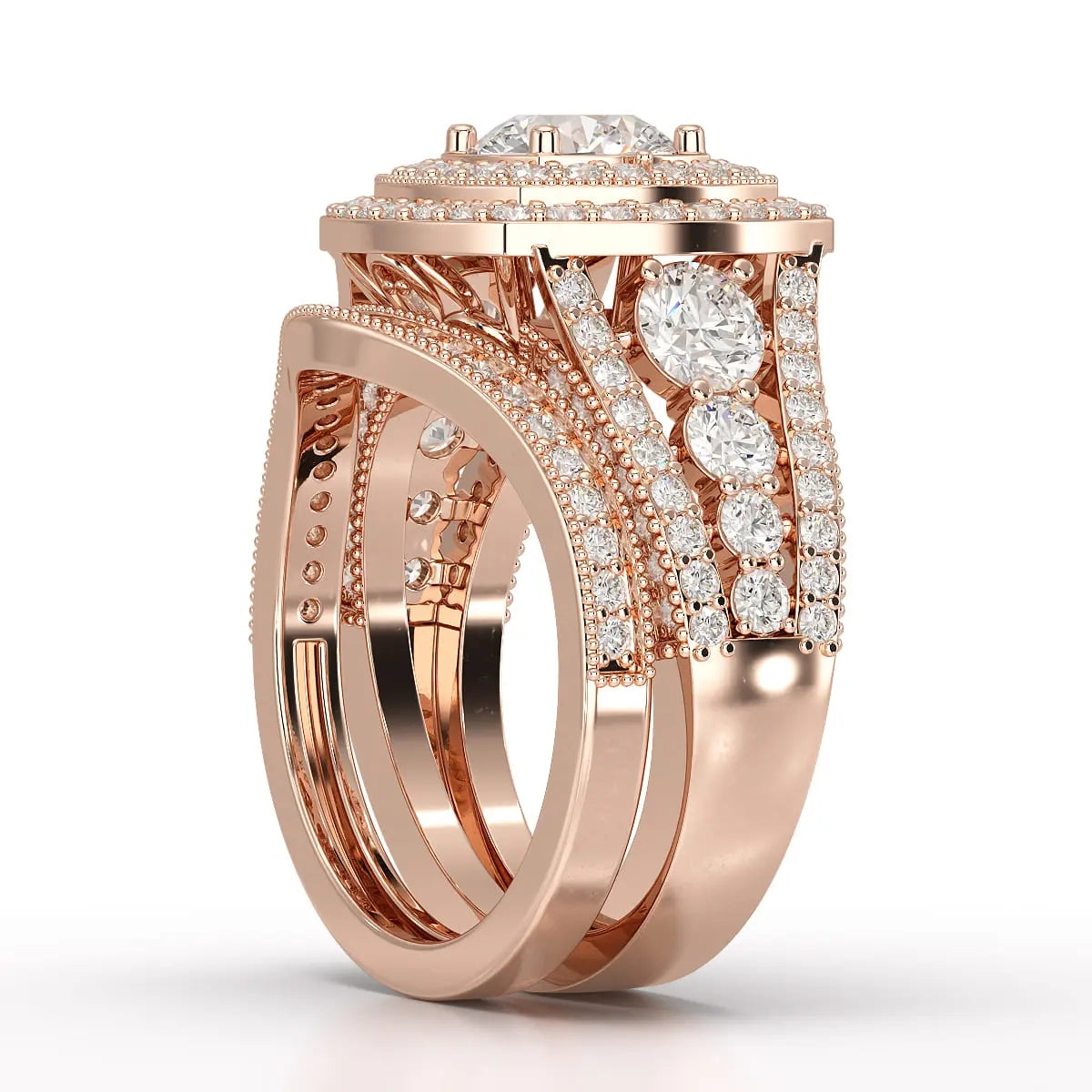 2.9 CT Round Cut Halo Lab Diamond Ring Jama Jewels
