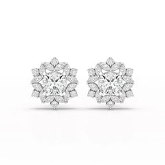 2.94 CT Lab Diamond Halo Cushion Earring Jama Jewels