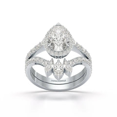 3 CT Marquise and Pear Cut Double Layer Lab Diamond Ring Jama Jewels