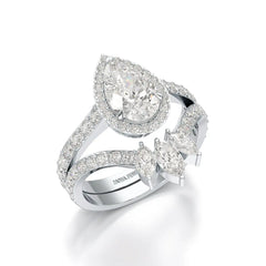 3 CT Marquise and Pear Cut Double Layer Lab Diamond Ring Jama Jewels