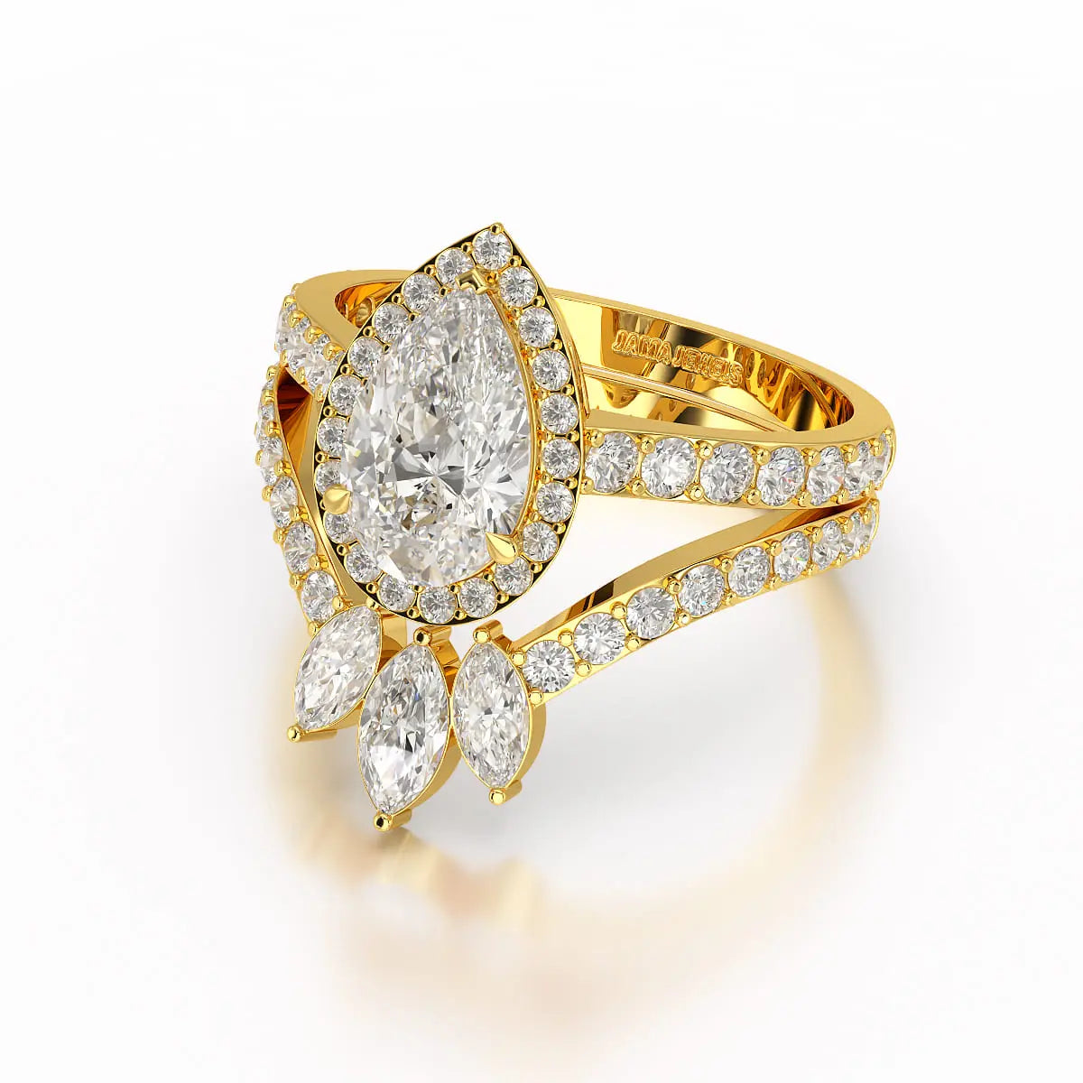 3 CT Marquise and Pear Cut Double Layer Lab Diamond Ring Jama Jewels