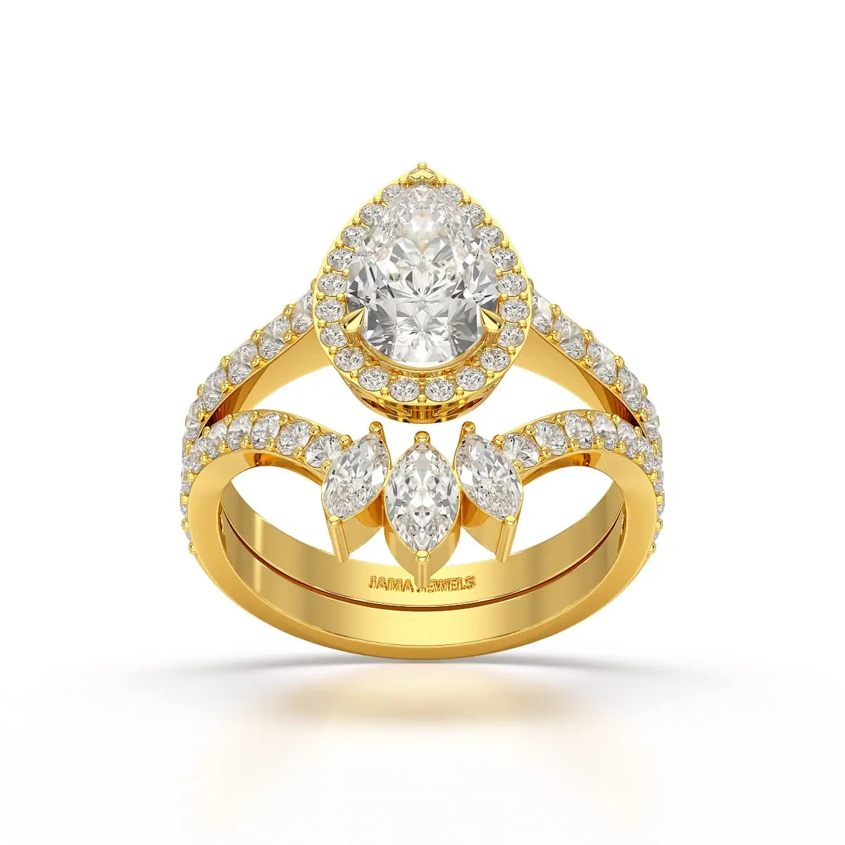 3 CT Marquise and Pear Cut Double Layer Lab Diamond Ring Jama Jewels