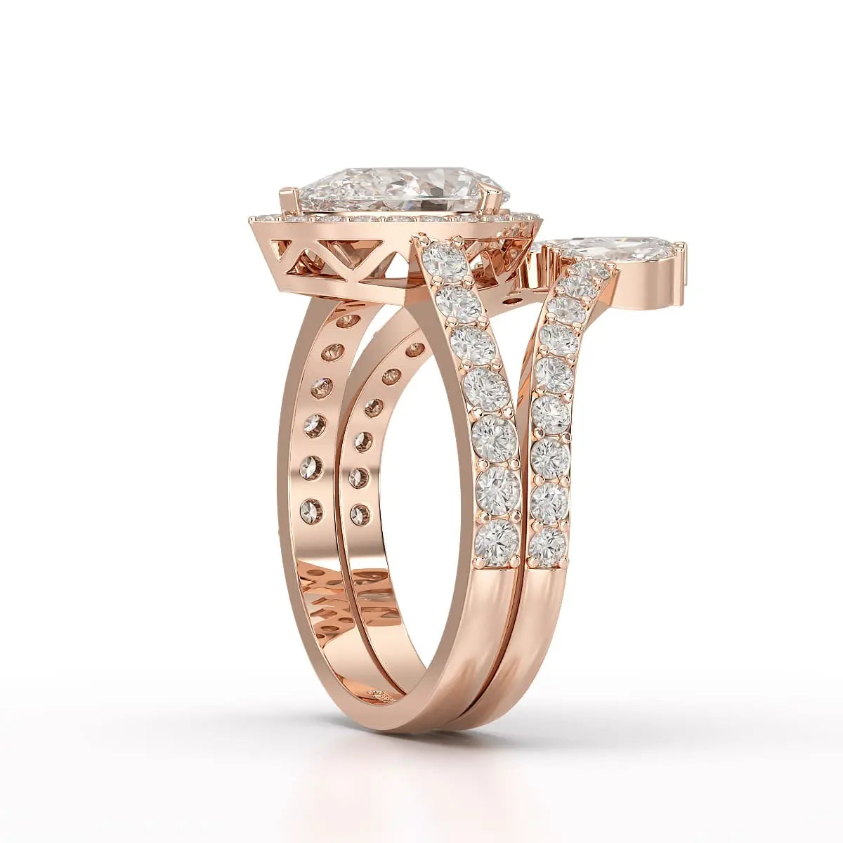 3 CT Marquise and Pear Cut Double Layer Lab Diamond Ring Jama Jewels
