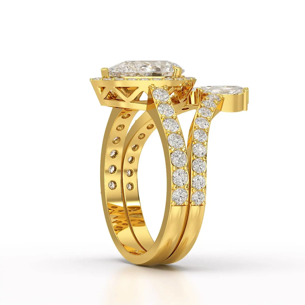 3 CT Marquise and Pear Cut Double Layer Lab Diamond Ring Jama Jewels