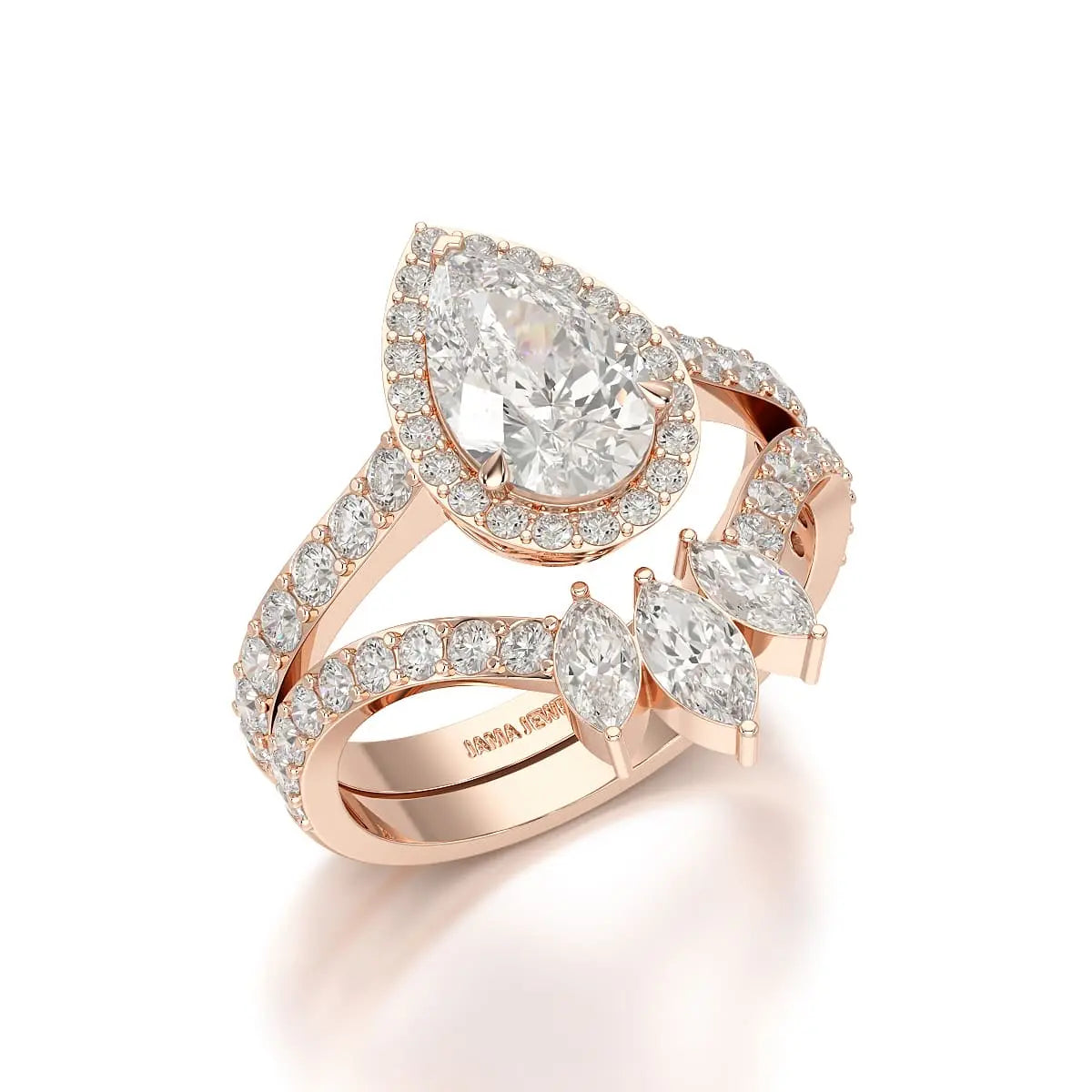 3 CT Marquise and Pear Cut Double Layer Lab Diamond Ring Jama Jewels