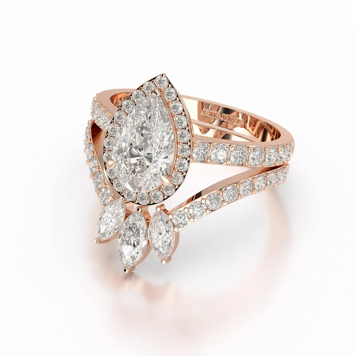 3 CT Marquise and Pear Cut Double Layer Lab Diamond Ring Jama Jewels