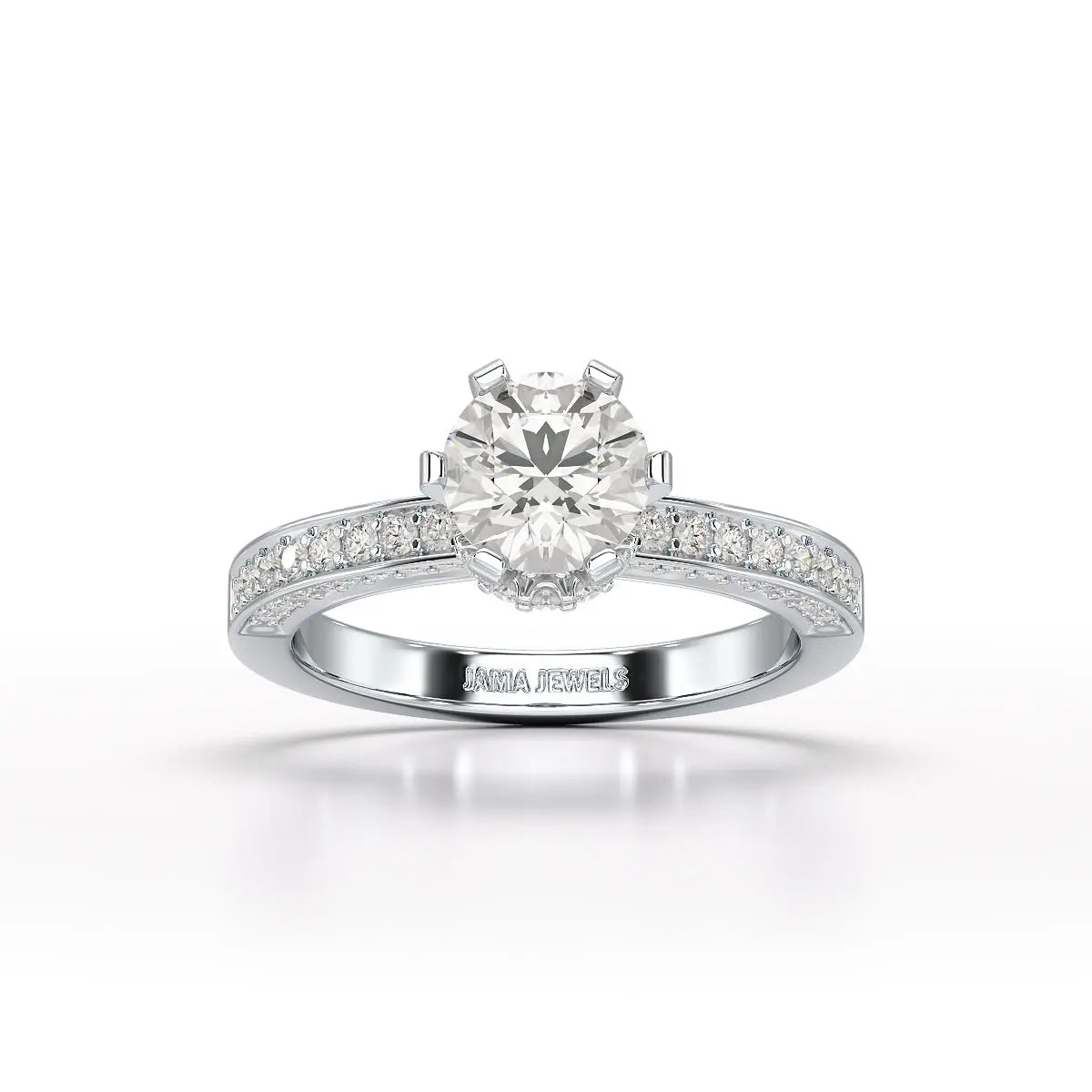 Round Lab Diamond 1.65 CT Simple Wedding Ring - Jama Jewels 