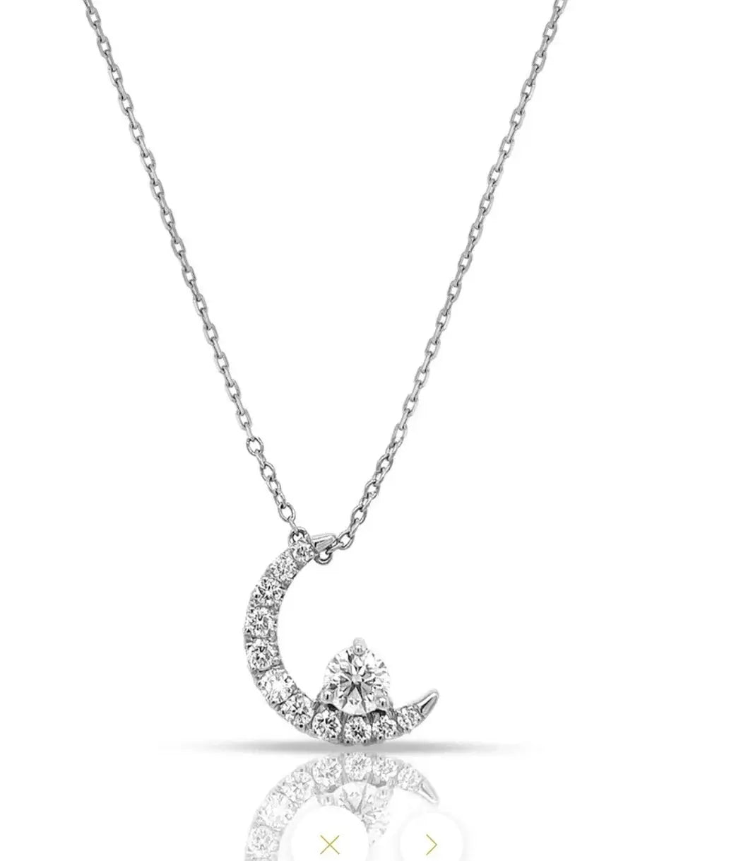 1.7 CT Lab Diamond Moon Shaped Round Chain Pendant Jama Jewels