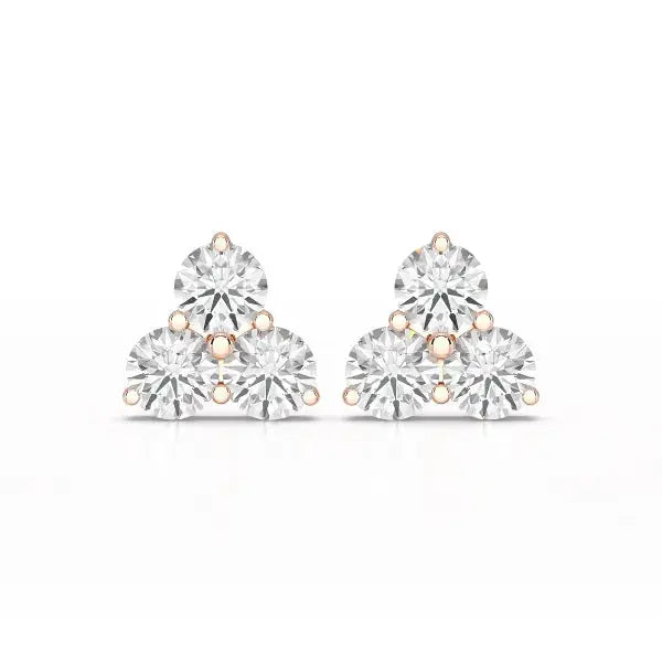 2 CT Three Stone Round Lab Diamond Earring