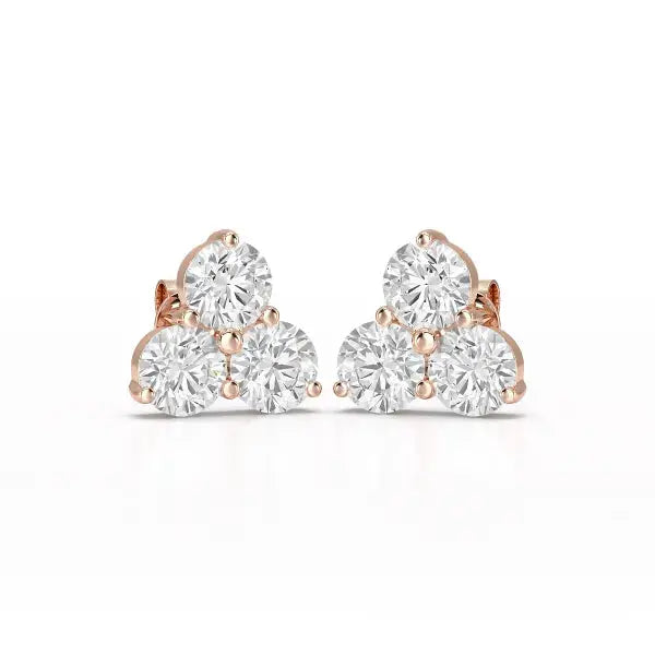 2 CT Three Stone Round Lab Diamond Earring