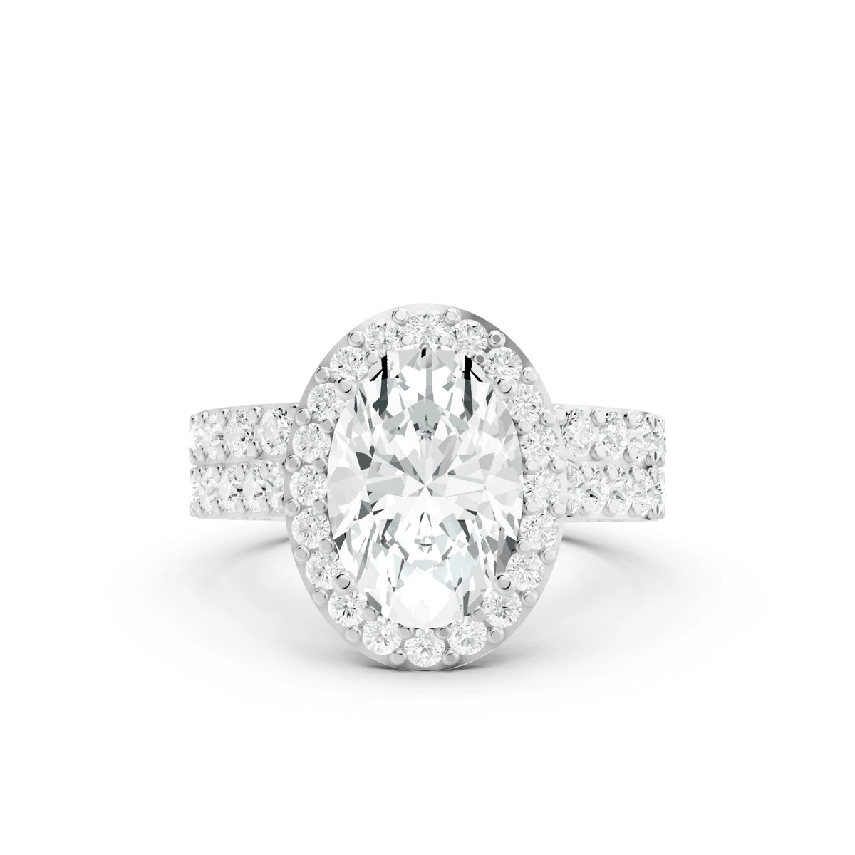 3.05 CT Oval Cut Twin Ring with Round Diamonds