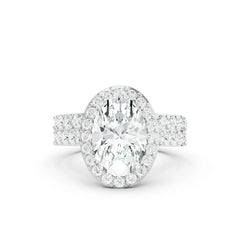 3.05 CT Oval Cut Twin Ring with Round Diamonds
