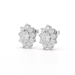 3.06 CT Lab Diamond Oval Cut Stud Earrings Jama Jewels