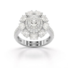 3.16 CT Halo Oval Cut Lab Diamond Ring Jama Jewels