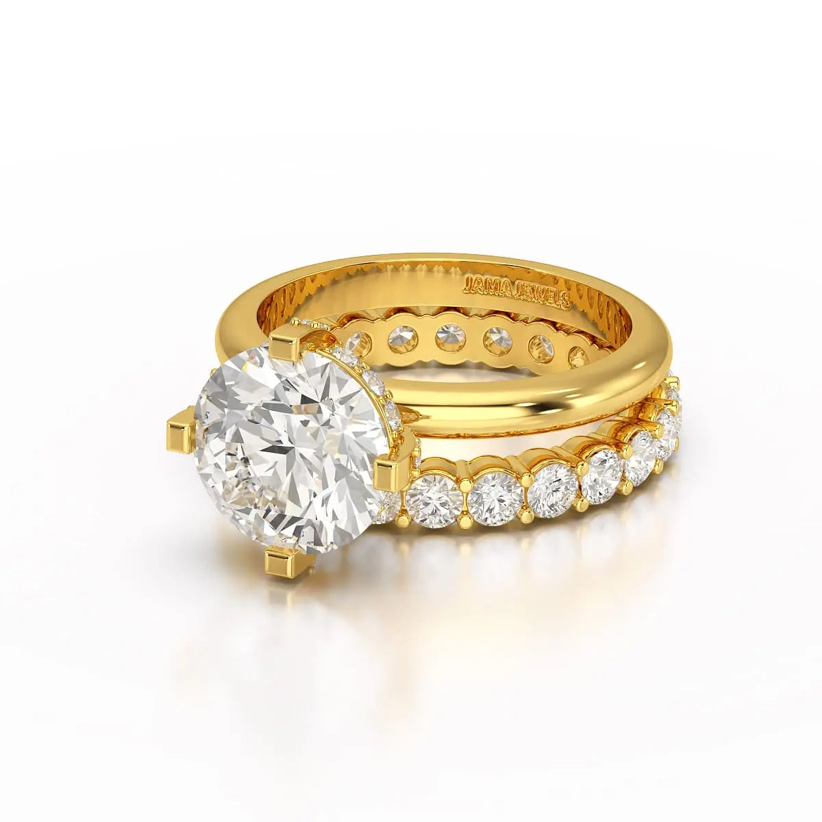 3.27 CT Round Cut Lab Diamond Hidden Halo Ring Jama Jewels