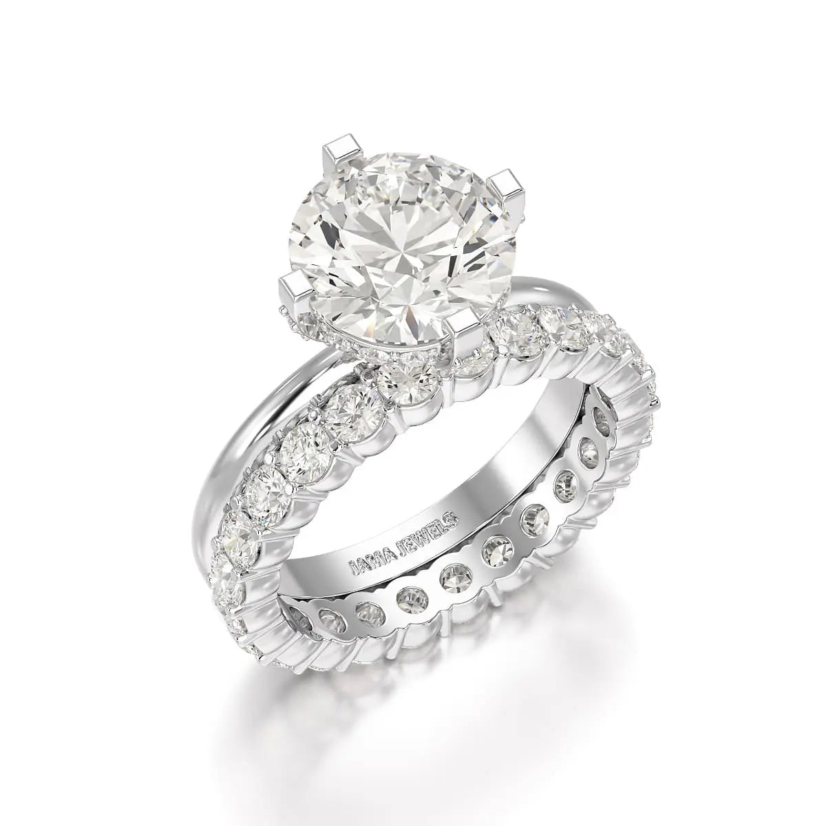 3.27 CT Round Cut Lab Diamond Hidden Halo Ring Jama Jewels