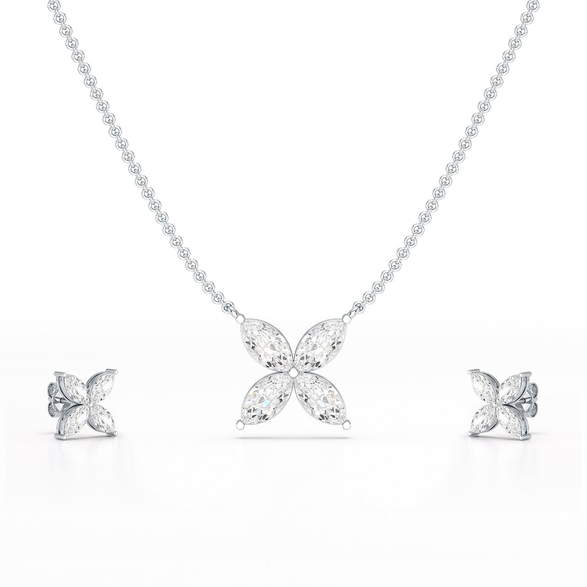 3.2 CT Marquise Cut Lab Diamond Earring and Pendant Set