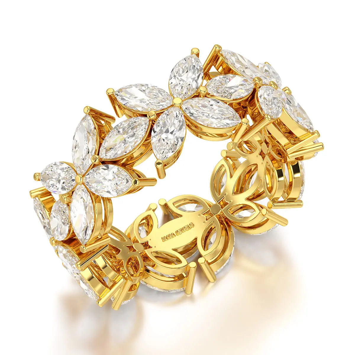 3.5 CT Marquise Cut Flower Shape Lab Diamond Ring Jama Jewels