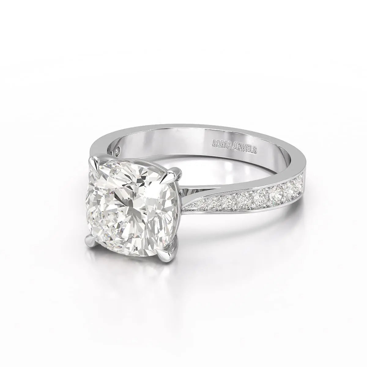 3.78 CT Lab Diamond Cushion Cut Solitaire Ring Jama Jewels
