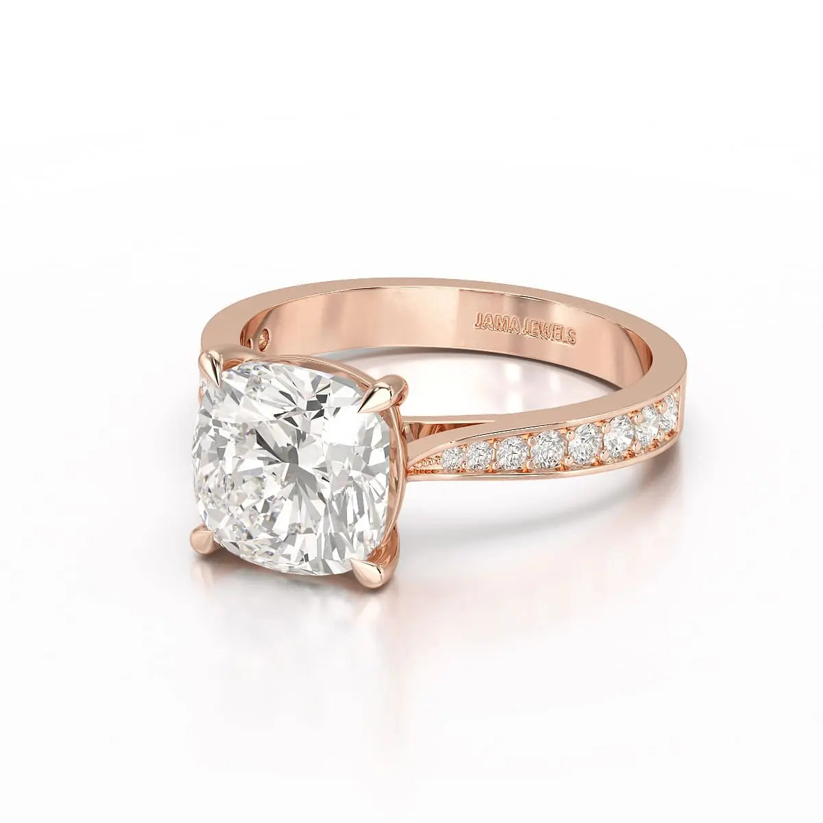 3.78 CT Lab Diamond Cushion Cut Solitaire Ring Jama Jewels