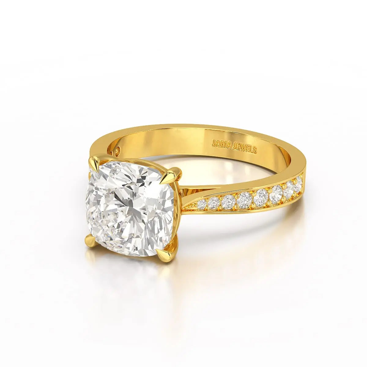 3.78 CT Lab Diamond Cushion Cut Solitaire Ring Jama Jewels