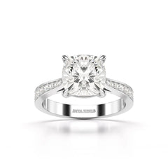 3.78 CT Lab Diamond Cushion Cut Solitaire Ring Jama Jewels