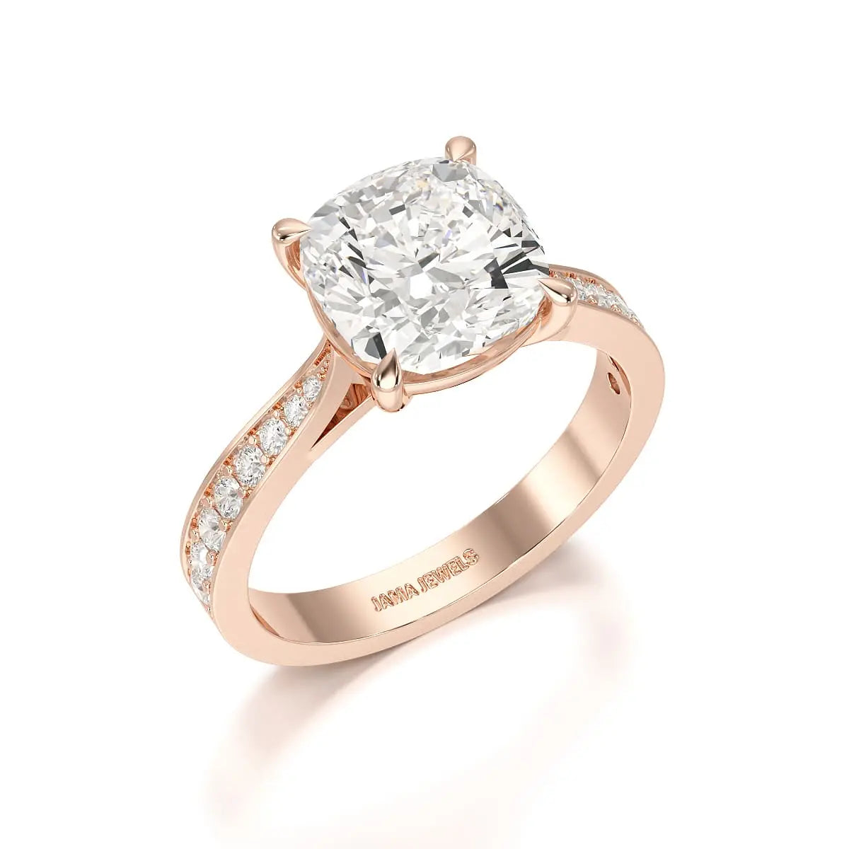3.78 CT Lab Diamond Cushion Cut Solitaire Ring Jama Jewels