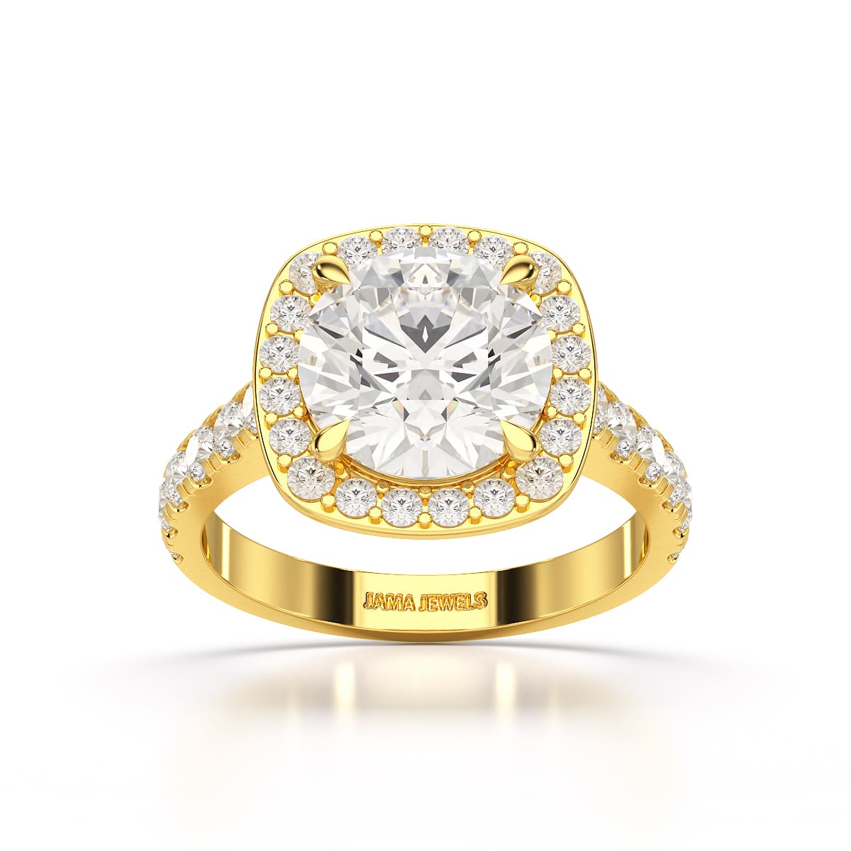 3.84 CT Lab Diamond Round Cut Halo Ring
