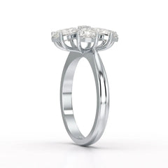 2.4 CT Pear Cut Lab Diamond Flower Shape Ring Jama Jewels