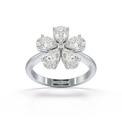 2.4 CT Pear Cut Lab Diamond Flower Shape Ring Jama Jewels