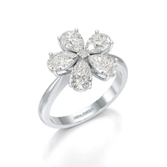 2.4 CT Pear Cut Lab Diamond Flower Shape Ring Jama Jewels