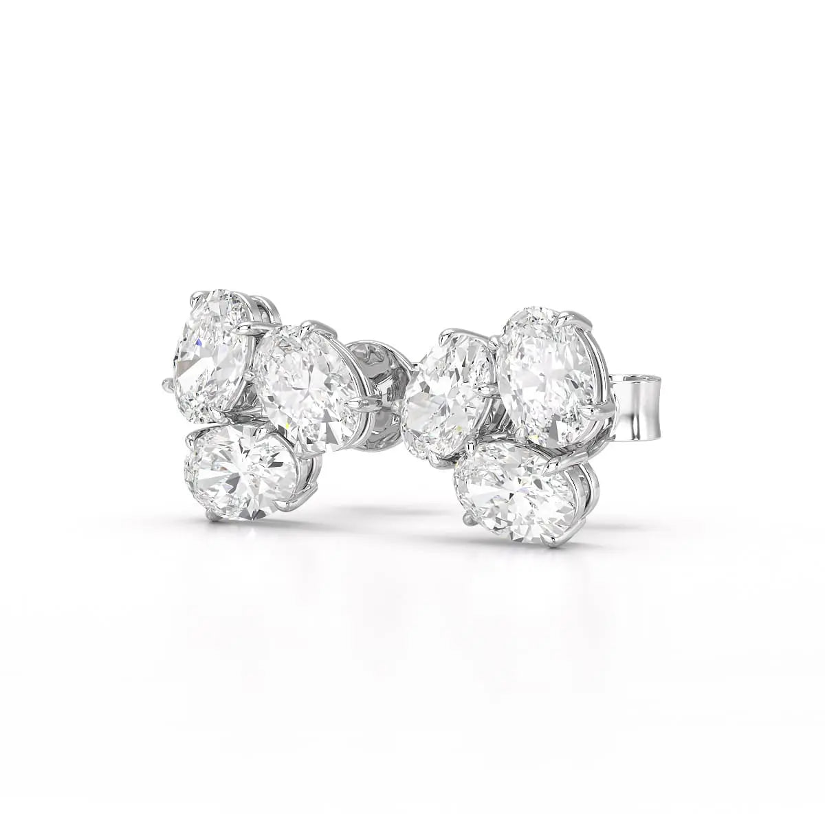 3 CT Lab Diamond Oval Cut Three Stone Earrings Jama Jewels