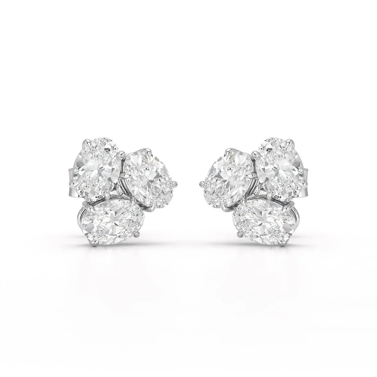 3 CT Lab Diamond Oval Cut Three Stone Earrings Jama Jewels