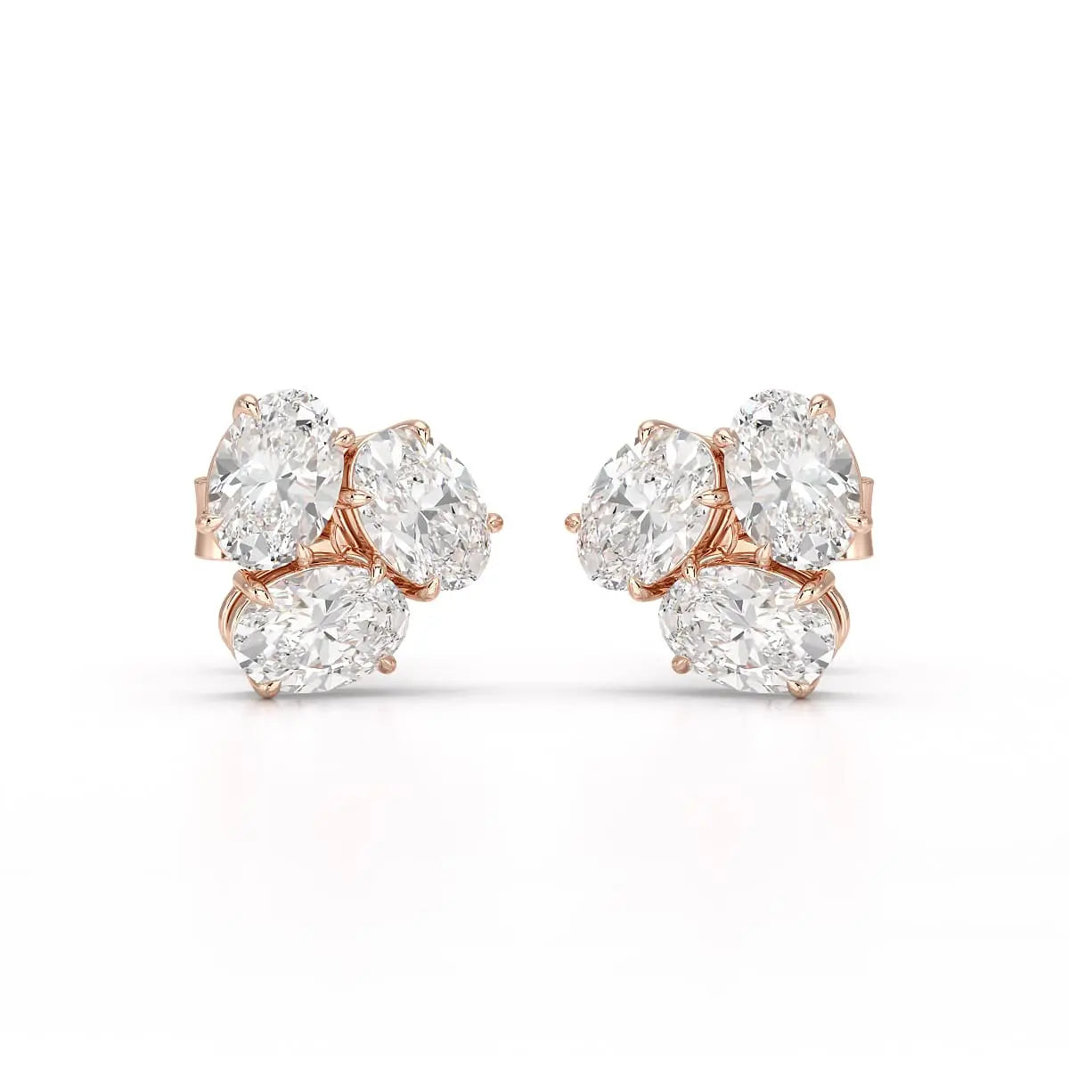 3 CT Lab Diamond Oval Cut Three Stone Earrings Jama Jewels