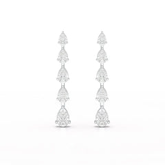4.02 CT Pear Cut Dangle Drop Lab Diamond Earrings