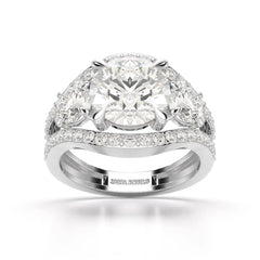 4.08 CT Lab Diamond Round Cut Classic Ring