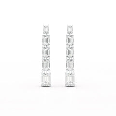 4.09 CT Emerald Cut Lab Diamond Dangle Earrings