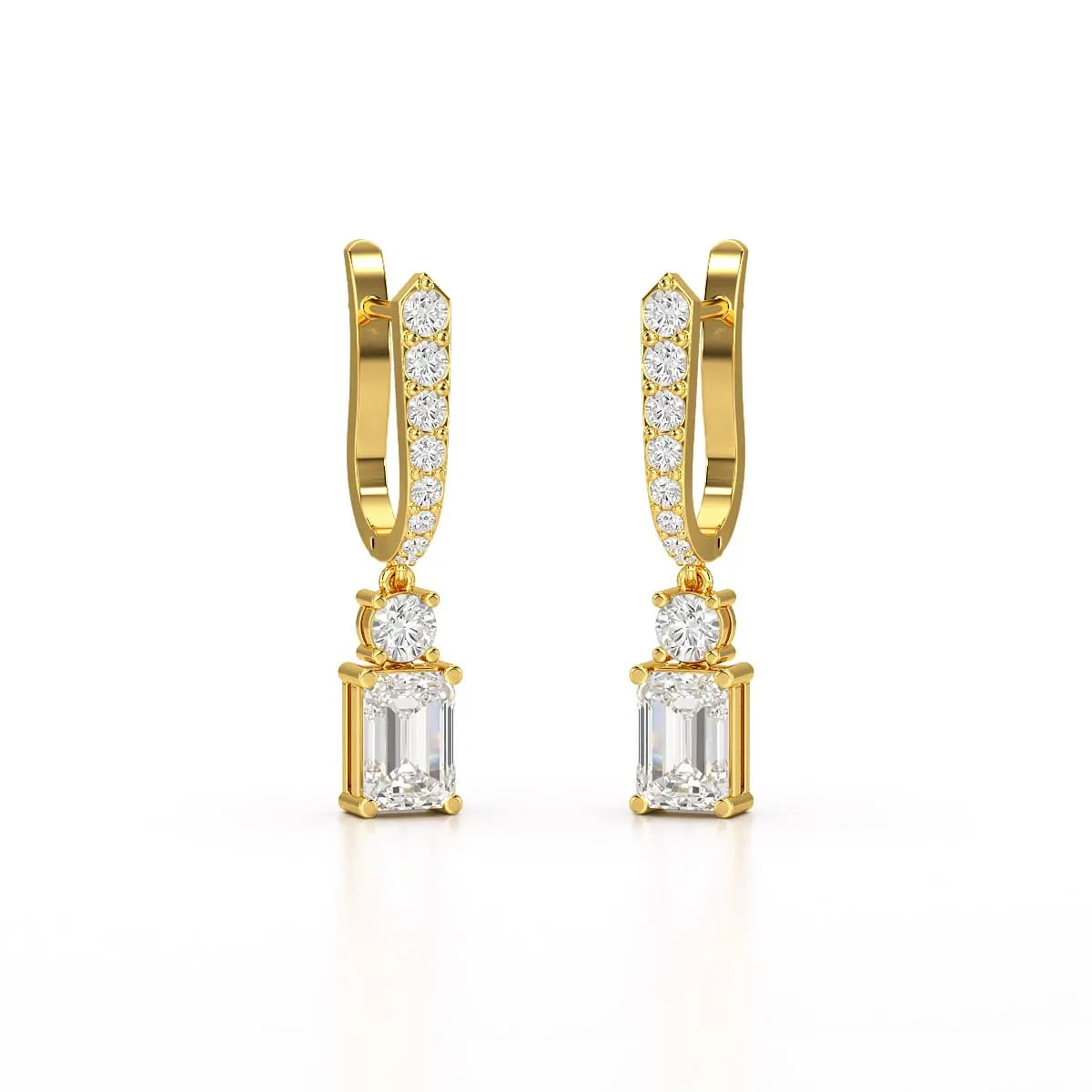 4.42 CT Emerald Cut Drop Lab Diamond Earring Jama Jewels