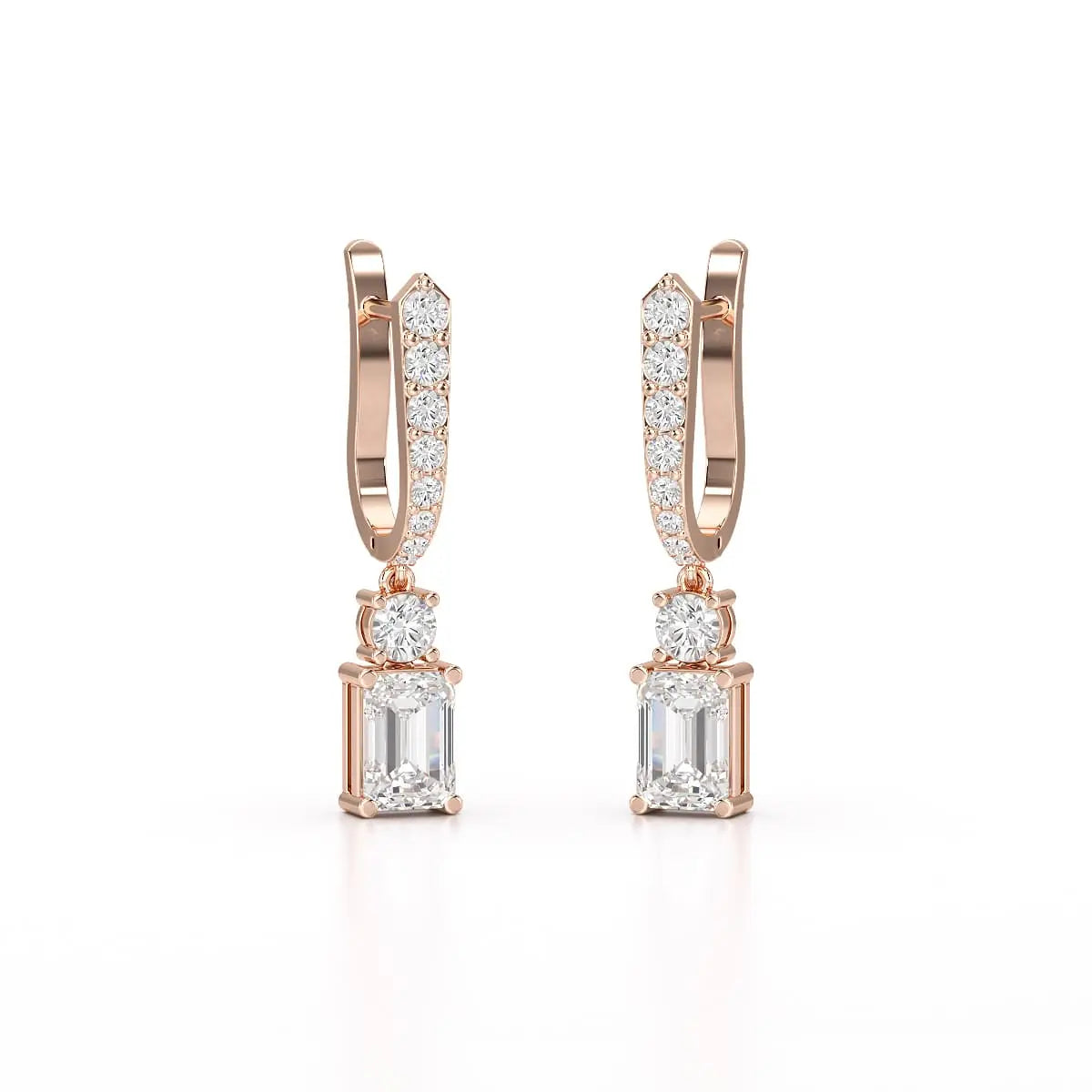 4.42 CT Emerald Cut Drop Lab Diamond Earring Jama Jewels