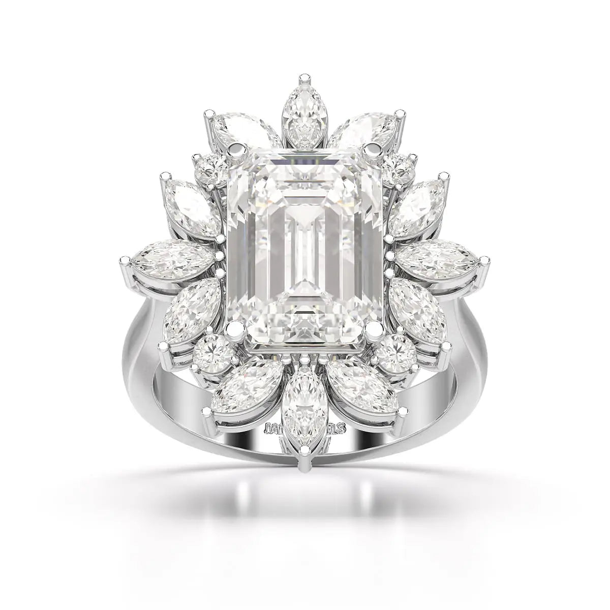 6.29 CT Emerald Cut Halo Lab Diamond Ring