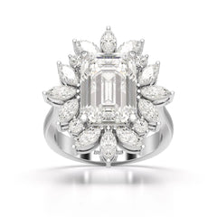 6.29 CT Emerald Cut Halo Lab Diamond Ring