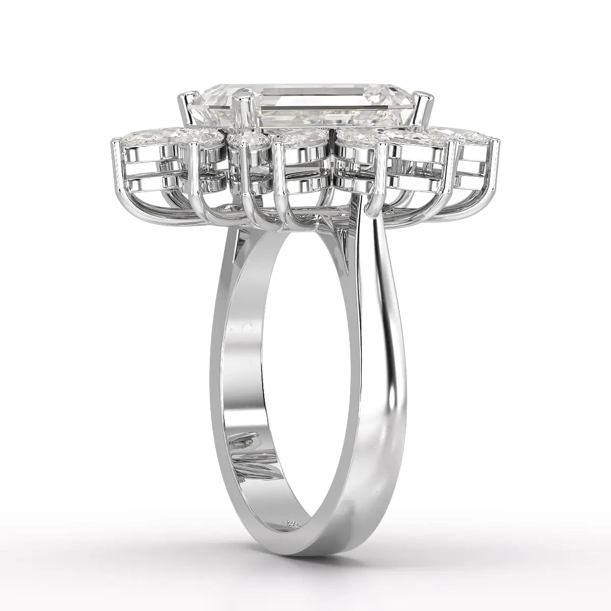 6.29 CT Emerald Cut Halo Lab Diamond Ring