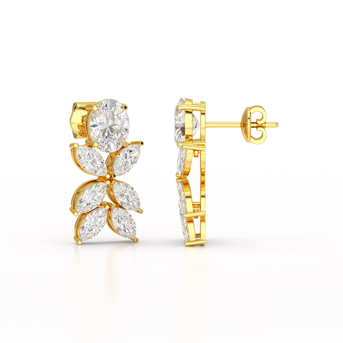 6.45 CT Marquise and Oval Cut Drop Earrings